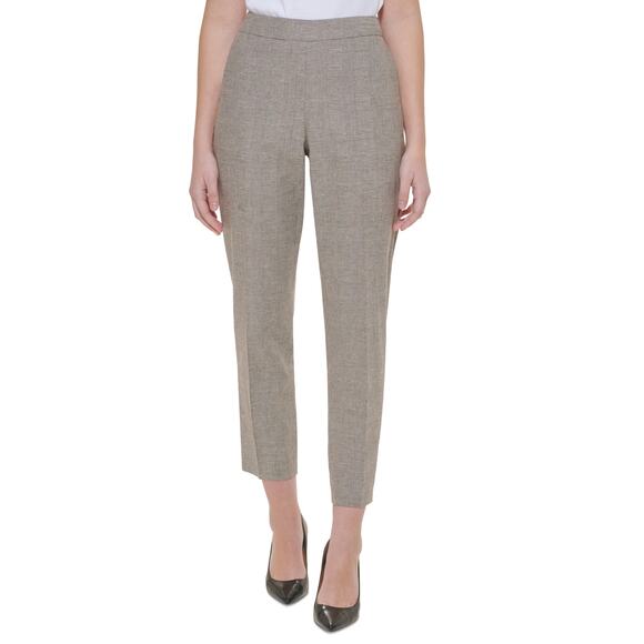 Calvin Klein Printed Elastic Back Ankle Pants Gray Tan Size 14 - Picture 1 of 4